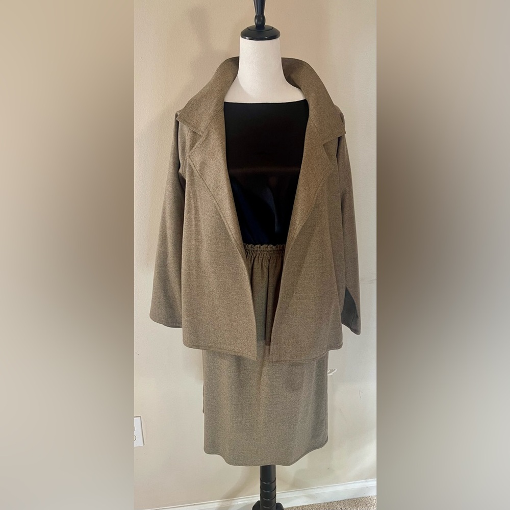 Zoran Vintage Designer 90% Wool & 10% Cashmere 2pc Open Front Jacket & Skirt Set